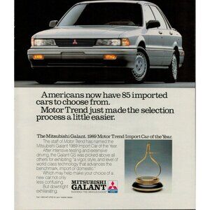 1989 Mitsubishi Galant Automobile Vintage Print Ad (L14)